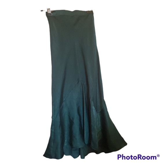 TOPSHOP Emerald Jade Green Midi Satin Silk Flare Skirt - Size XXS, 00 UK 4 - Picture 4 of 4